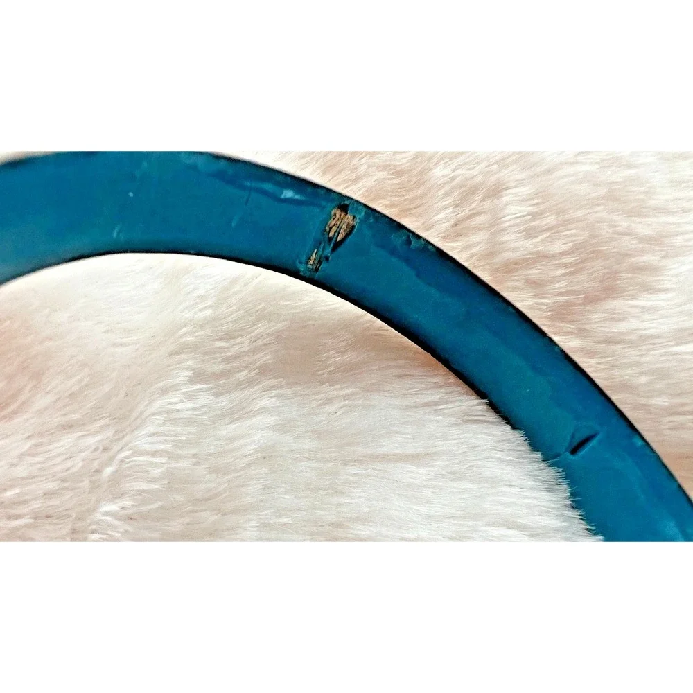 Vintage Cloisonne‎ Bangle Floral Green Teal Enamel Brass Bracelet Earth Tones